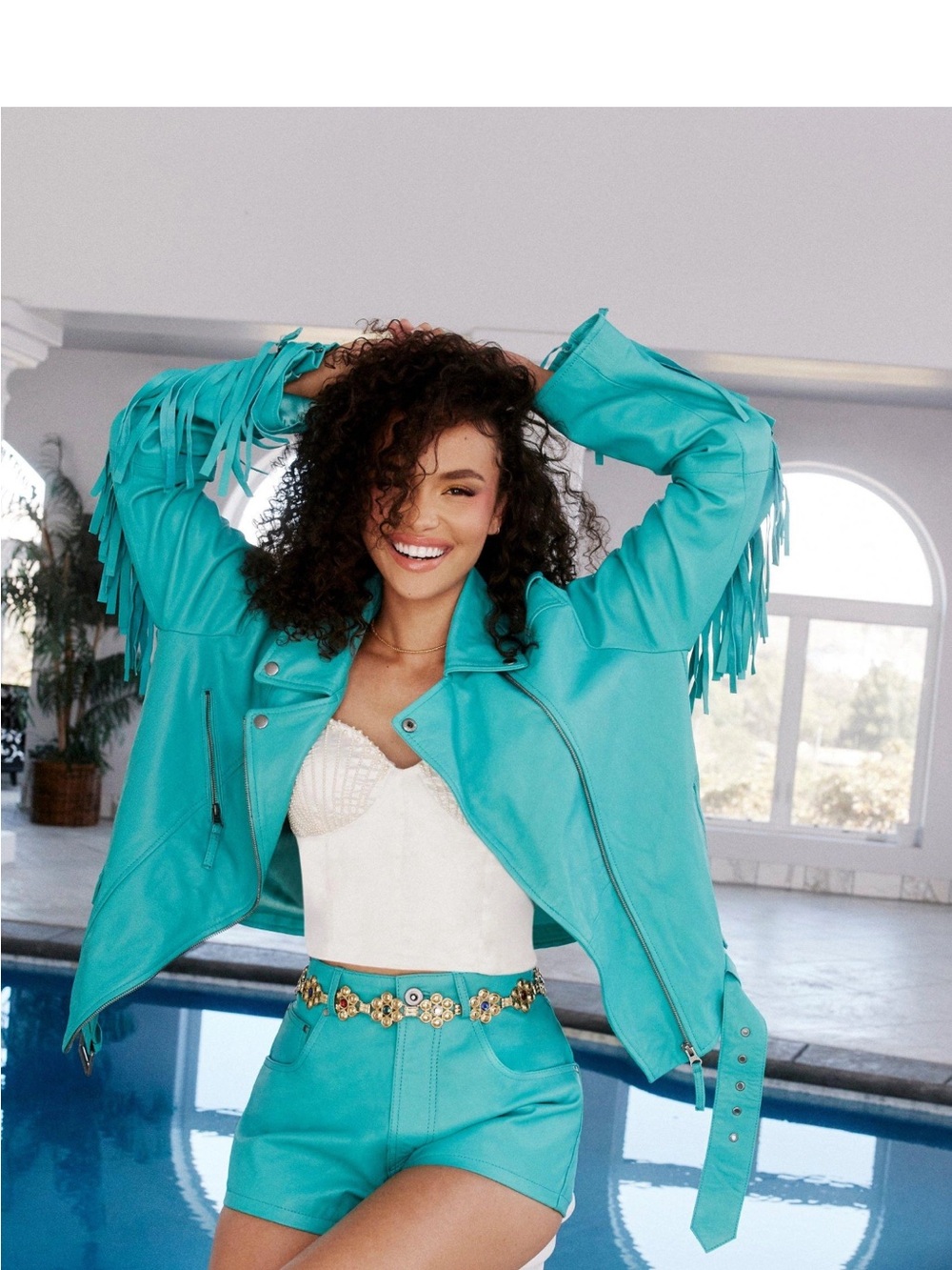 Nasty Gal Turquoise Short Leather